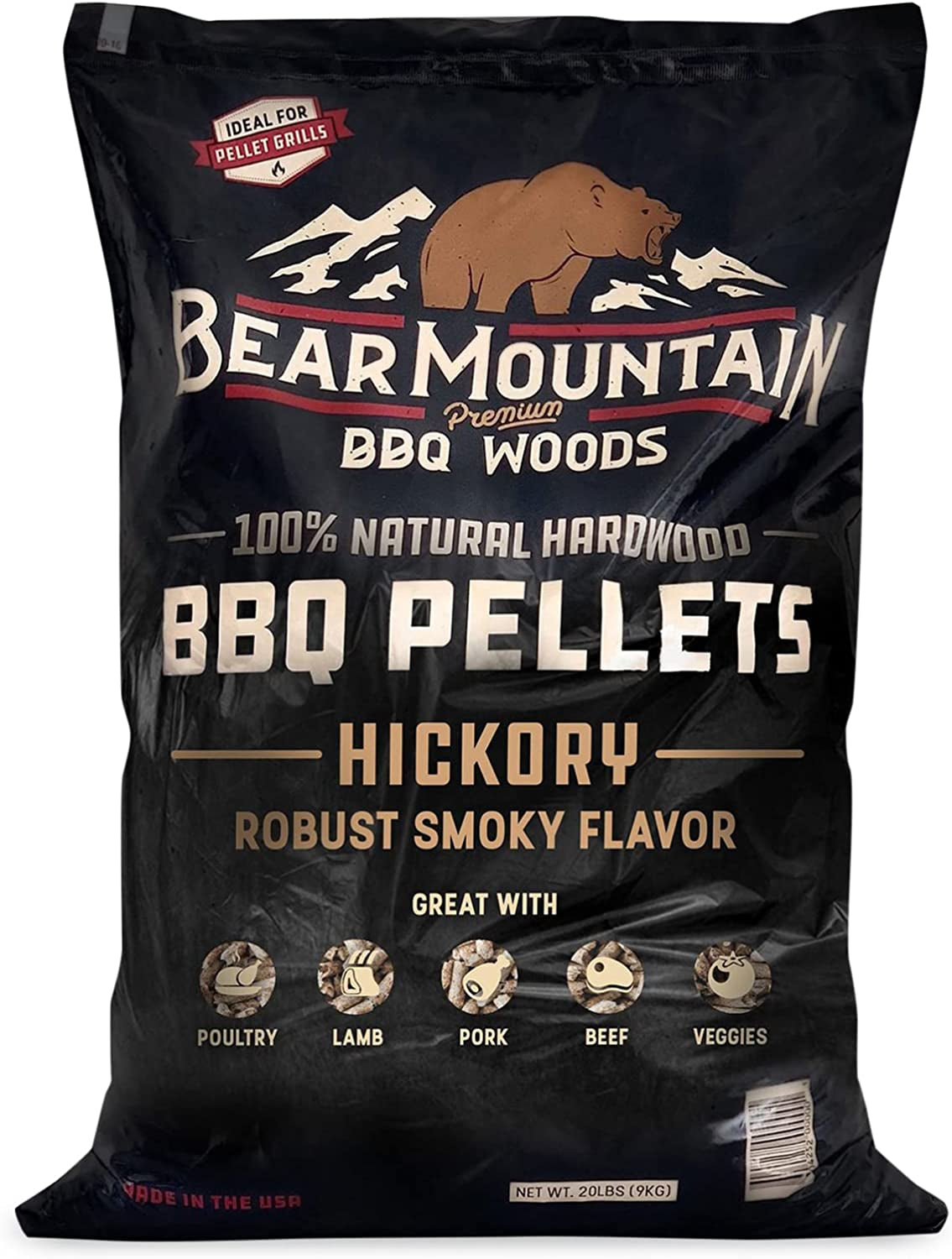 FB14 Premium All-Natural Hardwood Hickory BBQ Smoker Pellets for Pellet Grills and Smokers, 40 Lbs