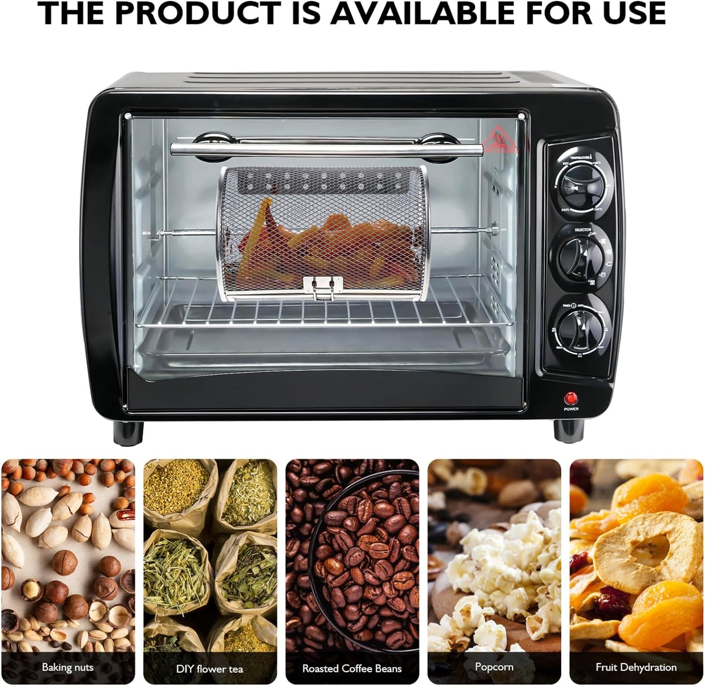 Angoily Oven Crisper Basket Rotating Grilled Cage Drum Oven Basket Kitchen Rolling Grill Basket Oven Roast Basket Roast Baking Cage for Barbecue Camping Outdoor Supplies Rotisserie Grill Basket