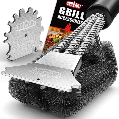 Image of Grill Brush and Scraper,18 Inch BBQ Grill Cleaning Brush Kit, Safe Wire Scrubber, Universal Fit BBQ Cleaner Accessories for All Grates