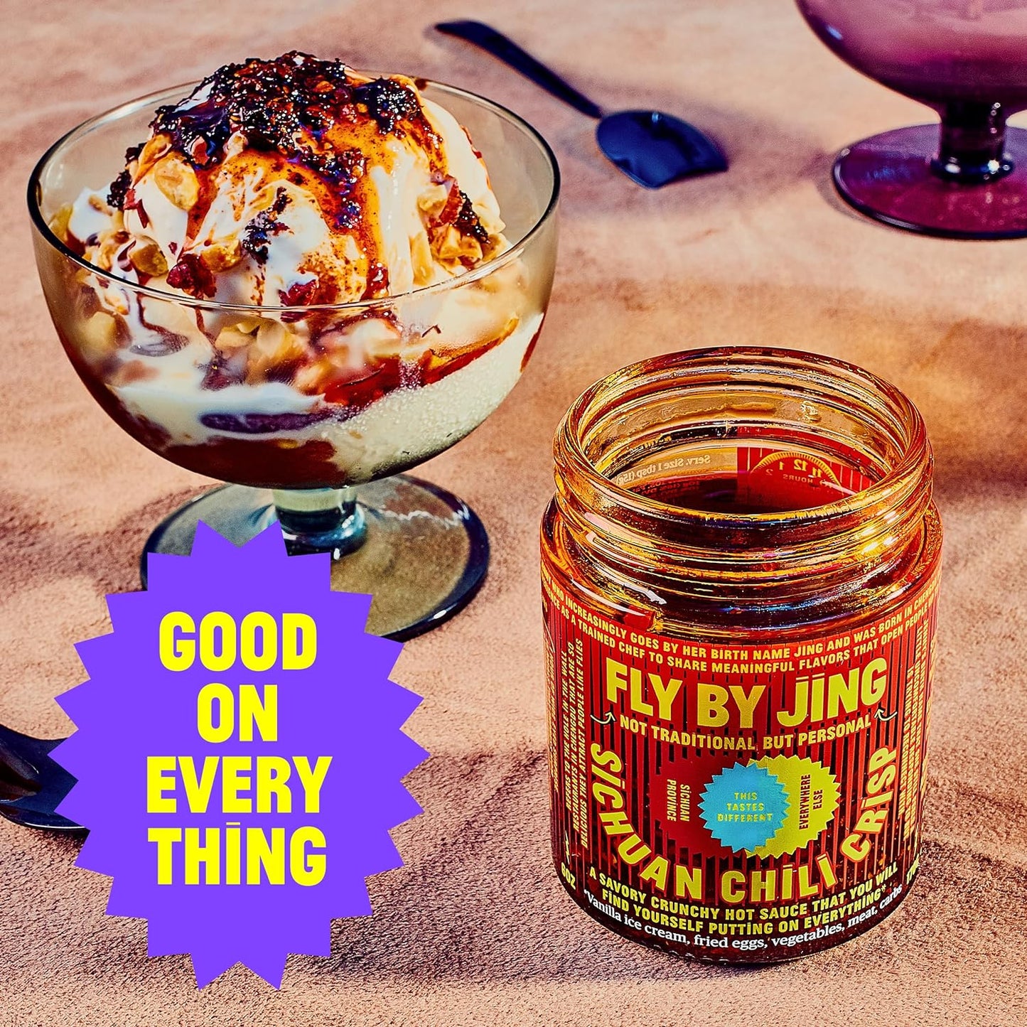 FLYBYJING Sichuan Chili Crisp, Gourmet Spicy Tingly Crunchy Hot Savory All-Natural Chili Oil Sauce W/Sichuan Pepper, Versatile Sauce Good on Everything and Vegan, 6Oz (Pack of 1)
