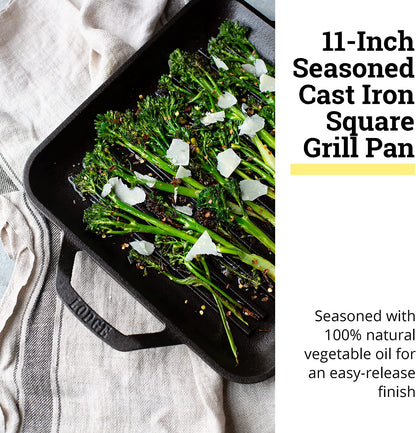 Cast Iron Chef Collection Square Grill Pan, Pre-Seasoned - 11 In