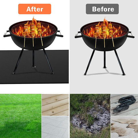 Image of 48 * 30 under Grill Mats for Outdoor Grill Deck Protector, Double-Sided Fireproof Deck and Patio Protective Mat, BBQ Mat for under BBQ, Oil-Proof Mat for Gas Grills, Waterproof Grill Floor Pads