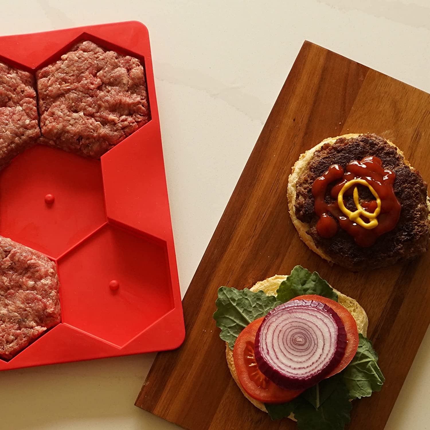 Burger Master Innovative 8-In-1 Burger Press & Freezer Container Makes 8 Quarter-Pound Burgers 32 Oz., Tasty Amazing Burgers, Easy-To-Clean & Dishwasher Safe