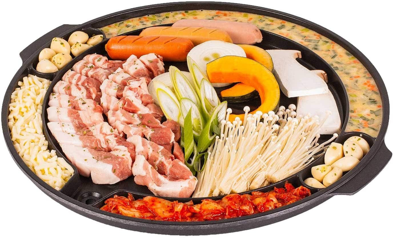 - Master Grill Pan, Korean Traditional BBQ Grill Pan - Stovetop Nonstick Indoor/Outdoor Smokeless BBQ Cast Aluminum Grill Pan