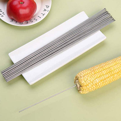Bigotters Barbecue Skewers, 100PCS Skewers for Grilling Stainless Steel Skewers BBQ Needle Sticks Metal Skewers for Meat Shrimp Chicken Vegetable Outdoor Cooking