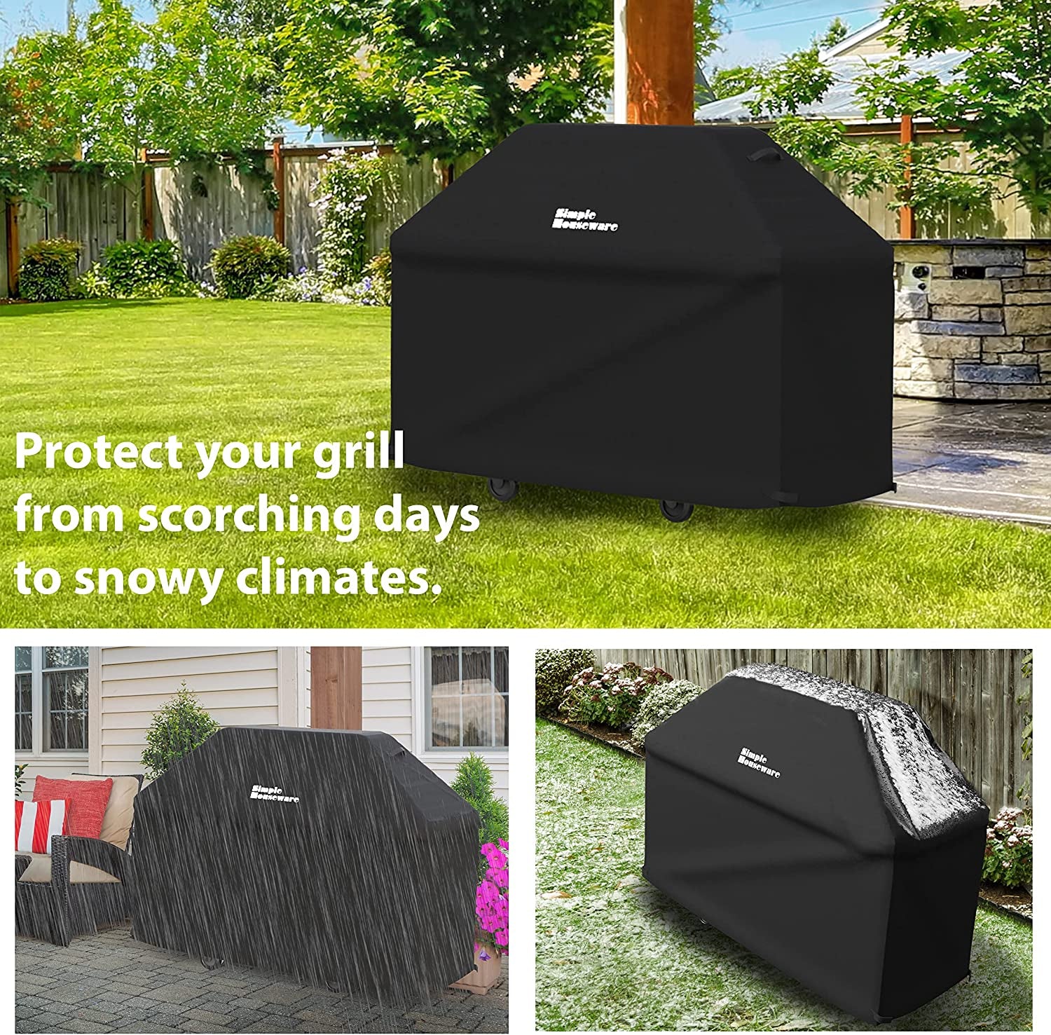 Simple Houseware 72-Inch Waterproof Heavy Duty Gas BBQ Grill Cover, Weather-Resistant Polyester