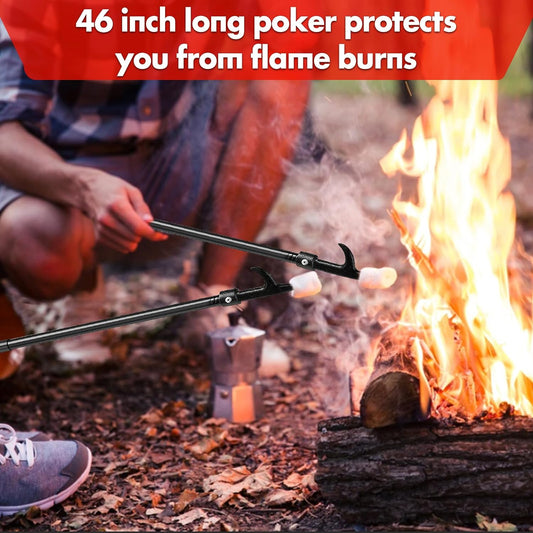 46 Inch Long Fire Poker, Camping Fire Poker Kit for Outdoor Campfire, Fireplace Fire Poker Tools for Indoor Fire