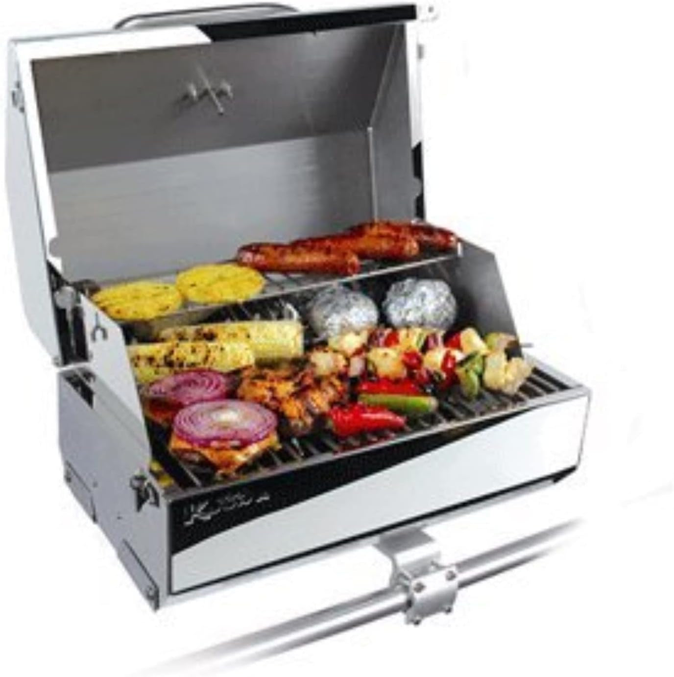 Kuuma Stow N’Go 216 Elite Propane Grill | Features Built-In Thermometer & Push-Button Igniter | Includes Fold Away Legs & Removable Warming Rack | Use as Camping Stove and More (58155)