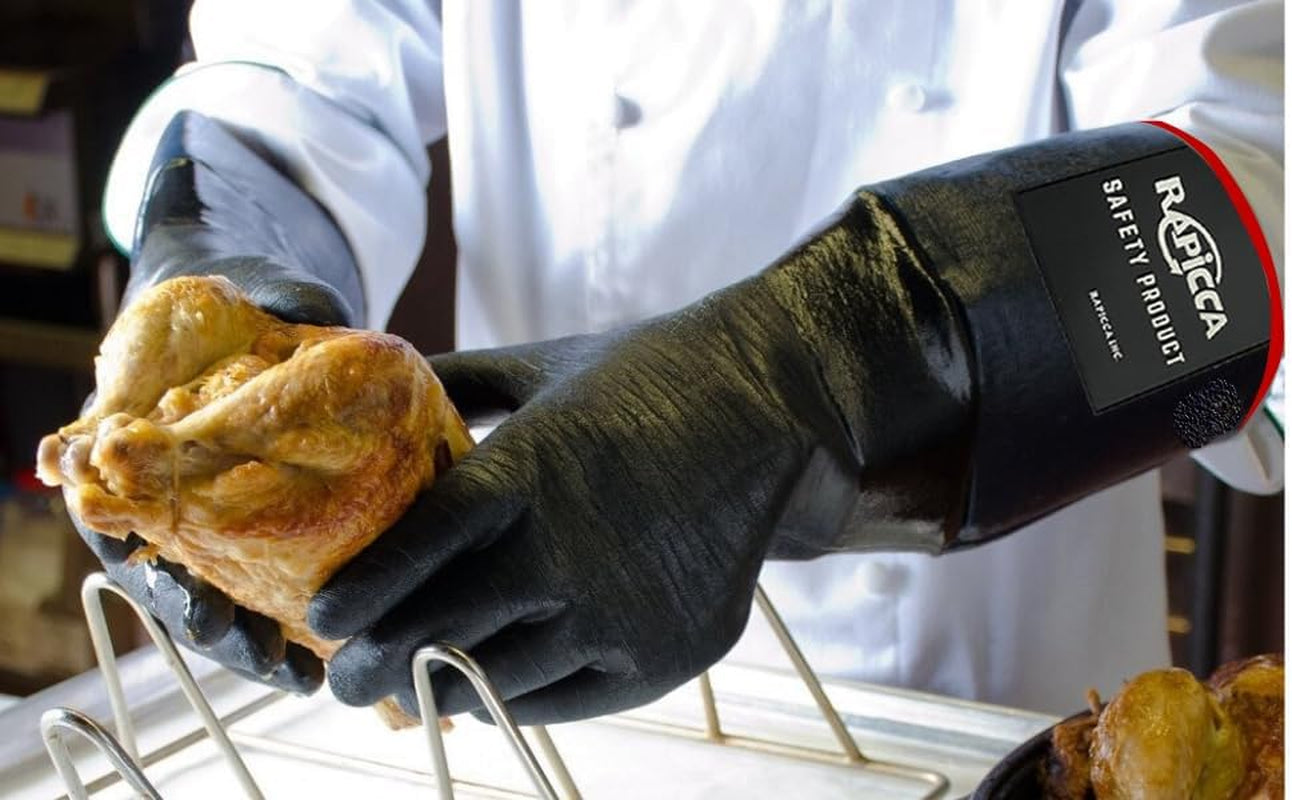 BBQ Gloves,14In 700℉ Heat Resistant for Grill,Smoker,Cooking,Pit,Barbecue,Textured Palm Handle Greasy Food on Your Fryer,Grill,Oven without Slip,Waterproof,Oil Resistant,Very Easy to Clean(Xl)