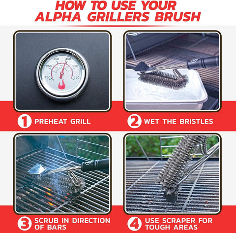 Image of Grill Brush - Grill Cleaner Brush Grill Accessories for Outdoor Grill - Safe BBQ Brush for Grill Cleaning - Heavy Duty 17" Grill Brushes