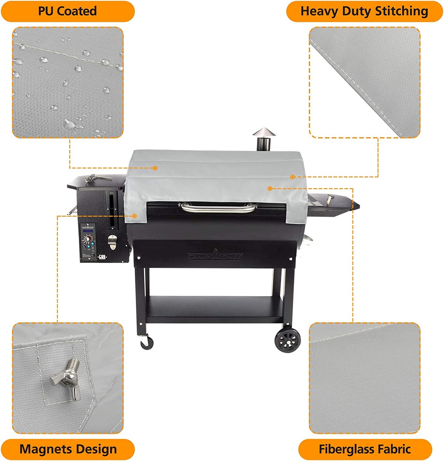 Insulated Blanket for Camp Chef 36" Smokepro Pellet Grills, Including PG36SGX PG36LUX, 37 X 36 Inch, Gray