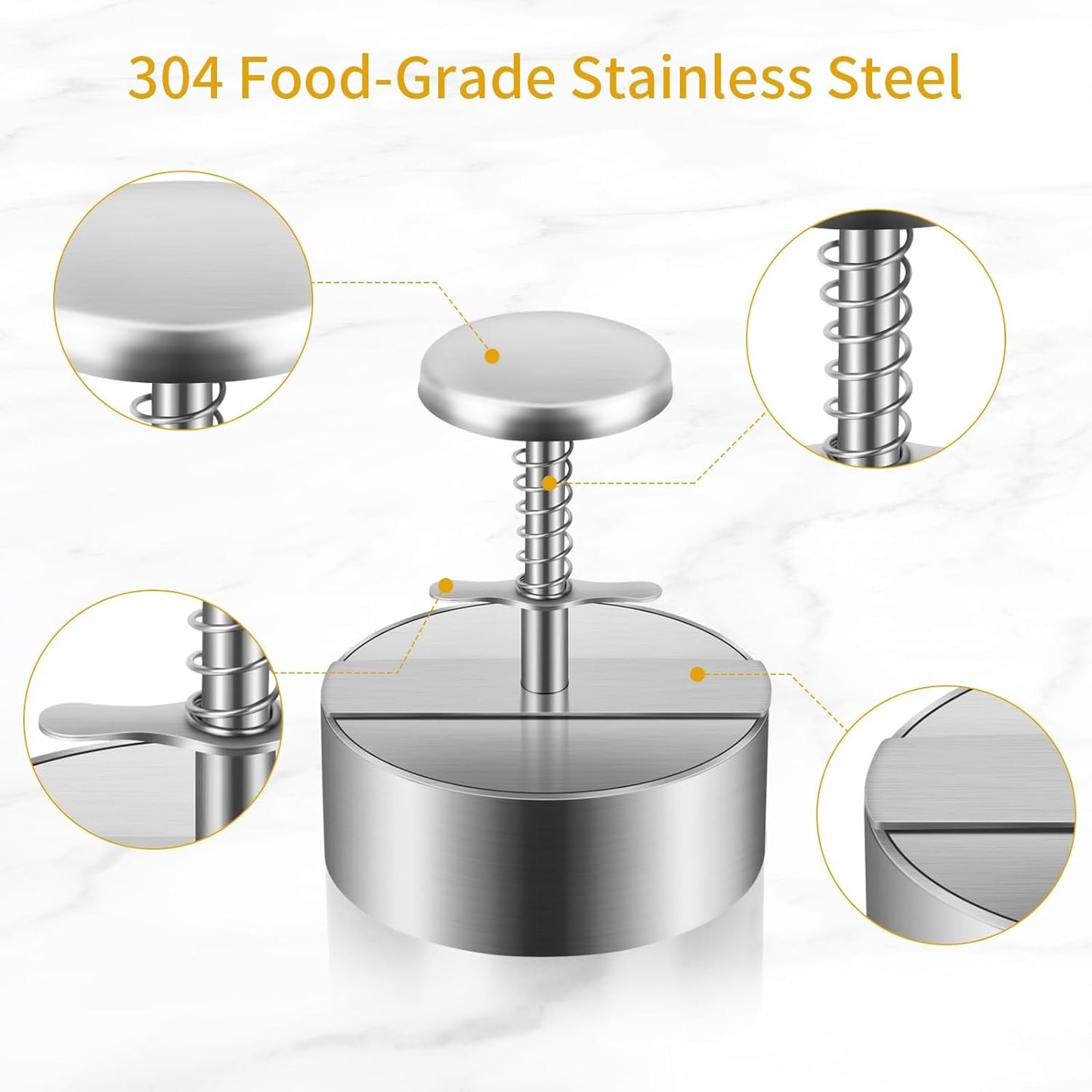 Diveken Burger Press, Stainless Steel Hamburger Patty Maker, 5.5 Inch Adjustable Burger Patty Maker, Patty Making Mold for Meat, Vegetables, Beef, BBQ Barbecue Homemade Hamburger