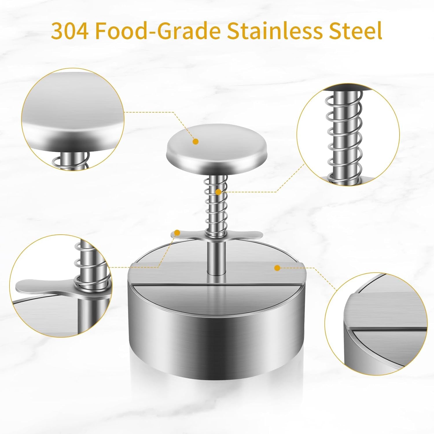 Diveken Burger Press, Stainless Steel Hamburger Patty Maker, 5.5 Inch Adjustable Burger Patty Maker, Patty Making Mold for Meat, Vegetables, Beef, BBQ Barbecue Homemade Hamburger