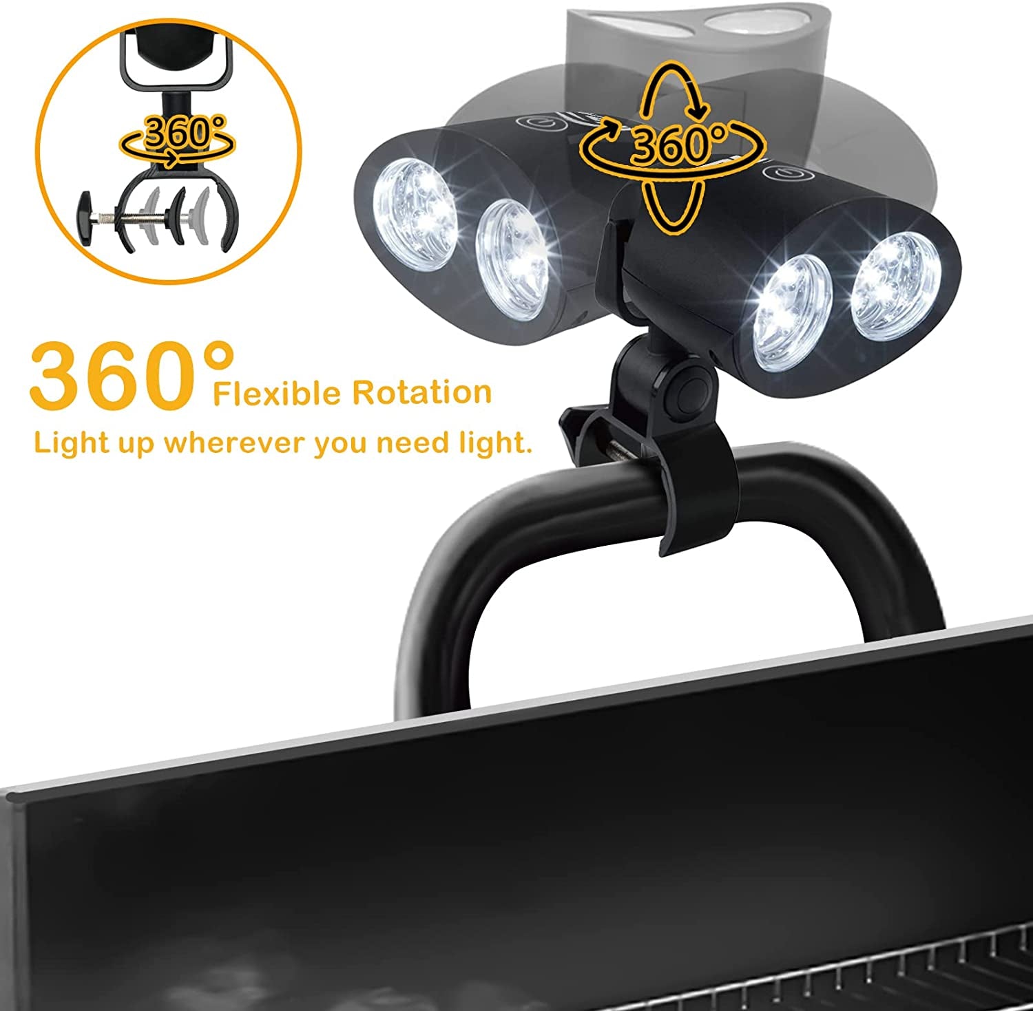 Grill Light BBQ Accessories - Upgraded Waterproof Grilling Accessories for Outdoor Grill, Smoker Accessories Grilling Gifts for Men Women Dad, Flexible BBQ Light with 10 Super Bright LED Lamps