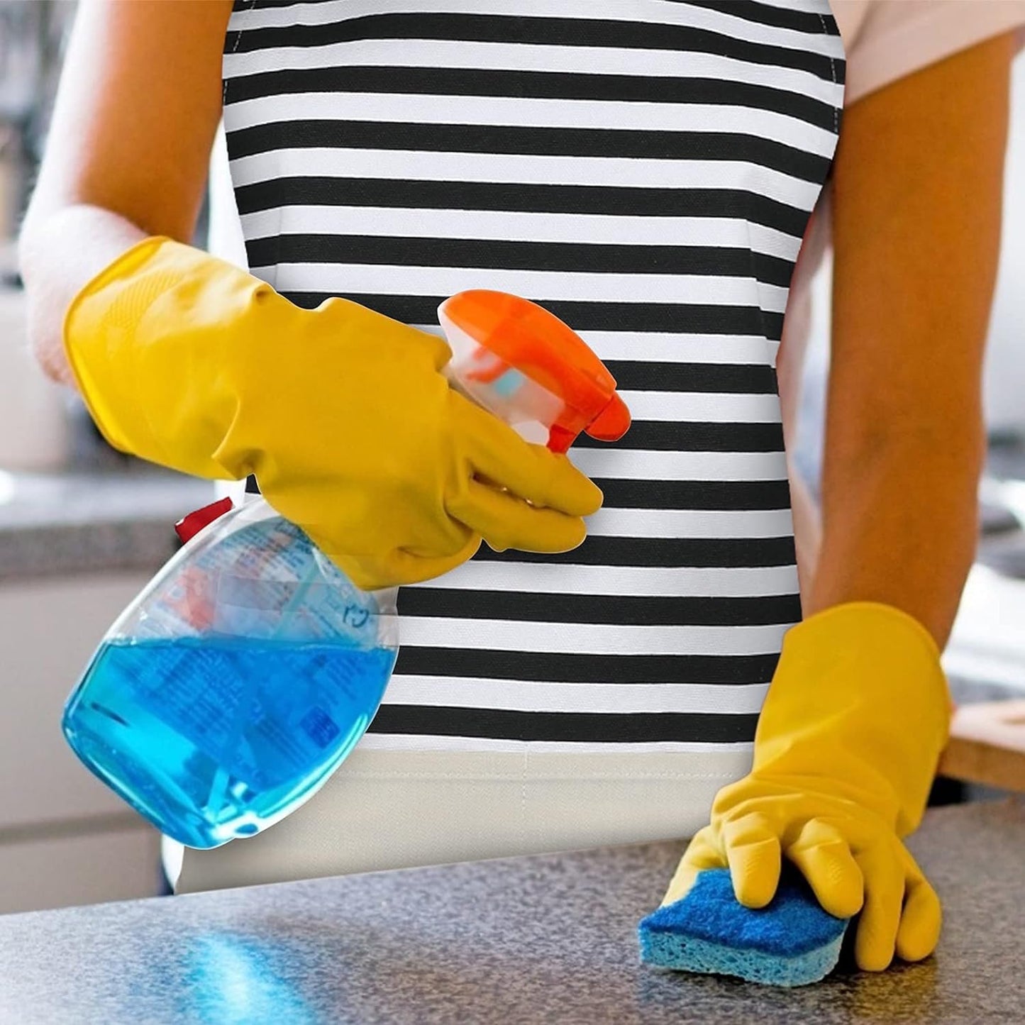 Kitchen Apron Women, Apron with Pockets,Striped Apron, Cooking Aprons for Women, Kitchen Bib Apron for Baking