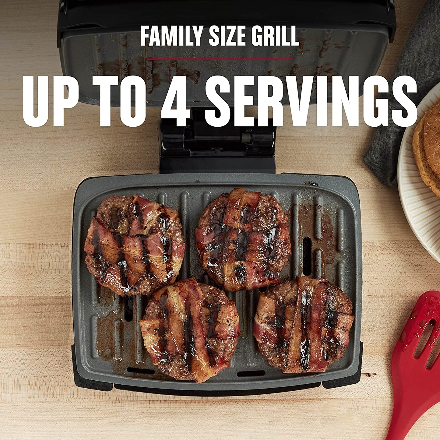 ® Fully Submersible™ Grill, NEW Dishwasher Safe, Wash the Entire Grill, Easy-To-Clean Nonstick, Black/Grey