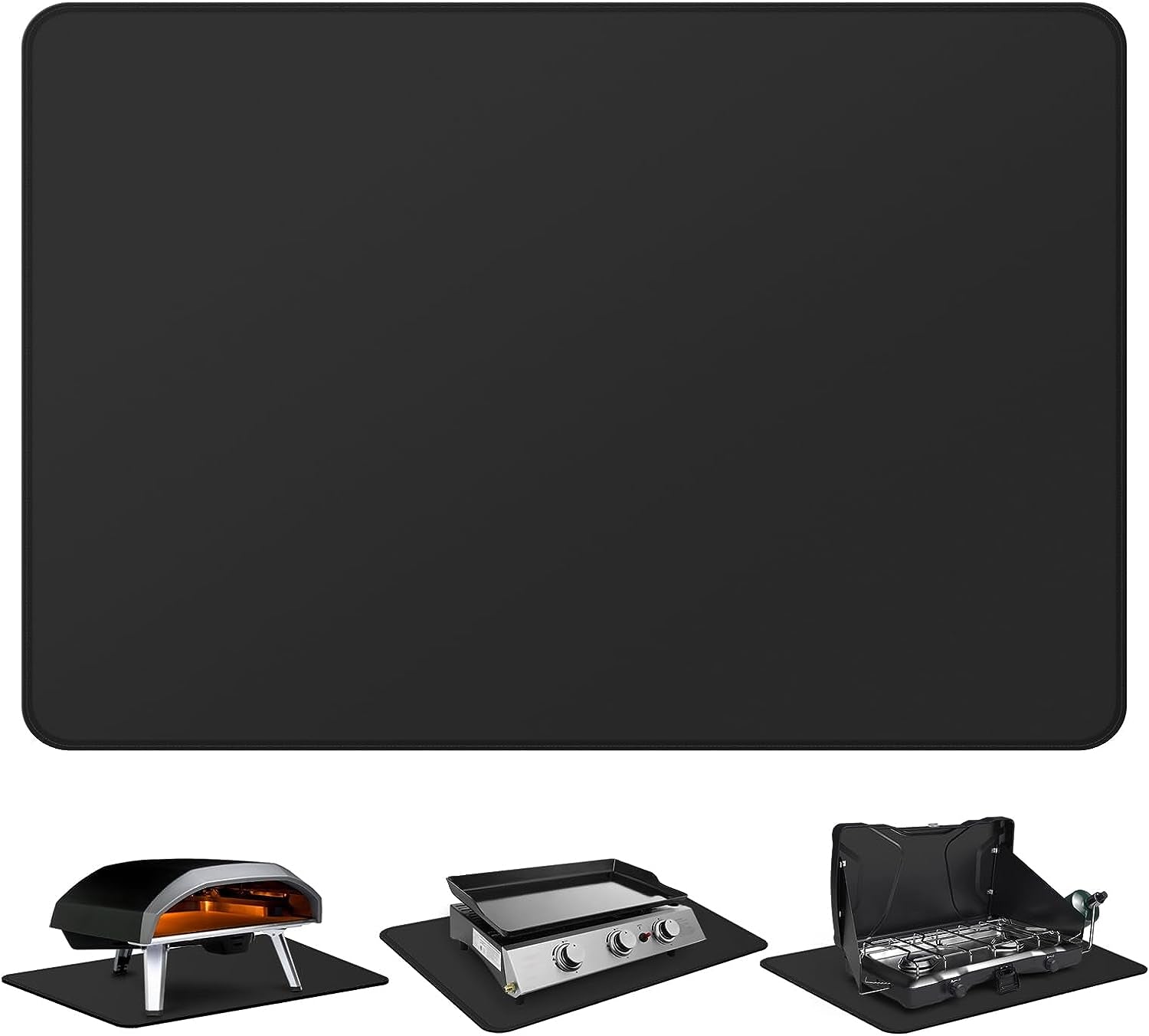 FLASLD Fireproof & Waterproof under Blackstone Griddle BBQ Mat, Protect Your Prep Table and Outdoor Grill Table - Heat Resistant Grill Table Mat (Black,16 X 24In)…