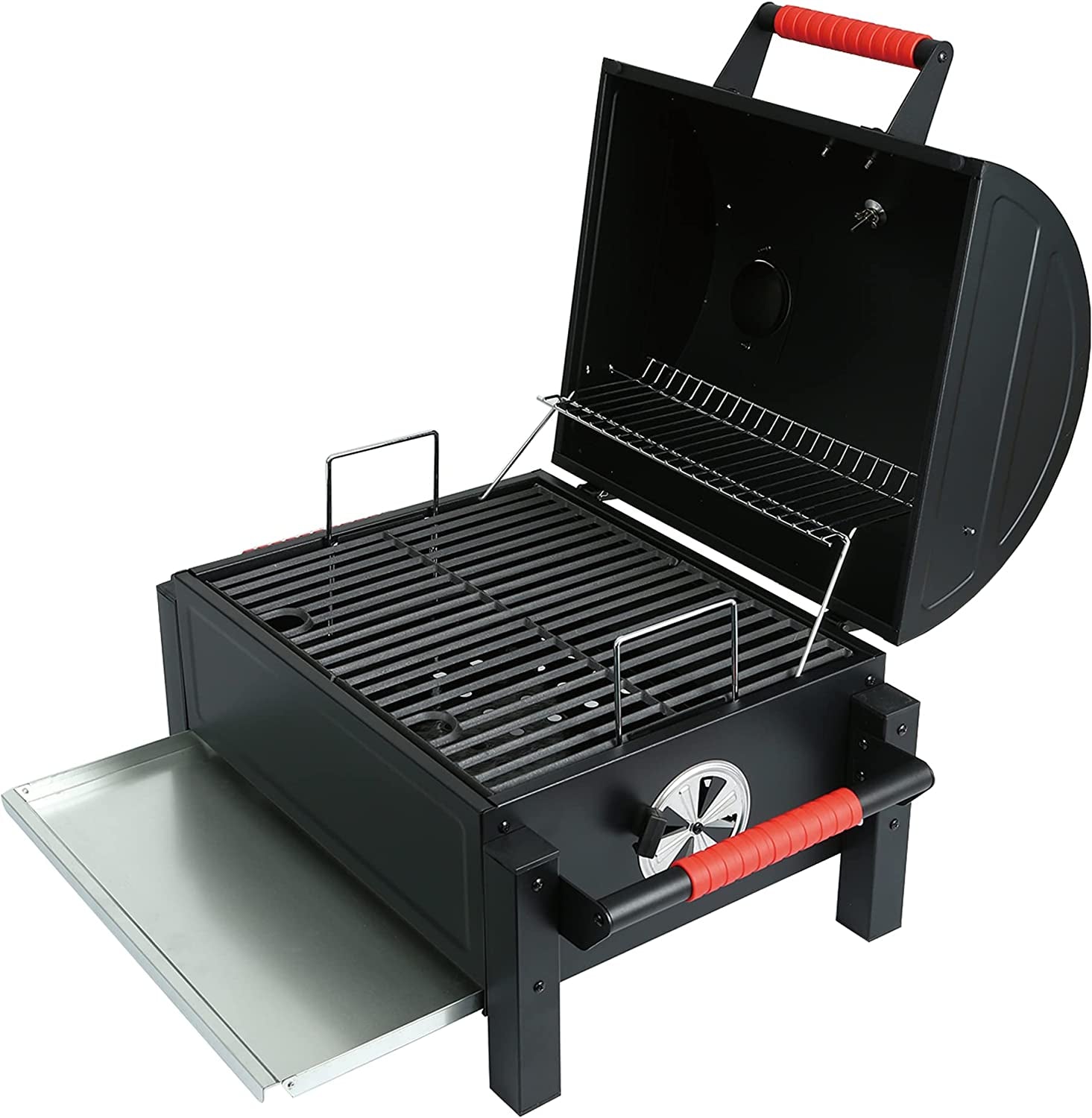 Feasto Portable Charcoal Grill Grates with Cast Iron Grill, Anti-Scalding Handles,Tabletop Grill with 354 Square Inches Cooking Area, for Outdoor Camping and Picnic, Black, L26.8’’X W20’’X H21.3’’