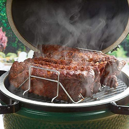 Mydracas BBQ Rib Rack for Smoking and Grilling Roast Rack 100% Stainless Steel Roast and Dual-Purpose Turkey Rack for Large Big Green Egg and Kamado Joe Etc.