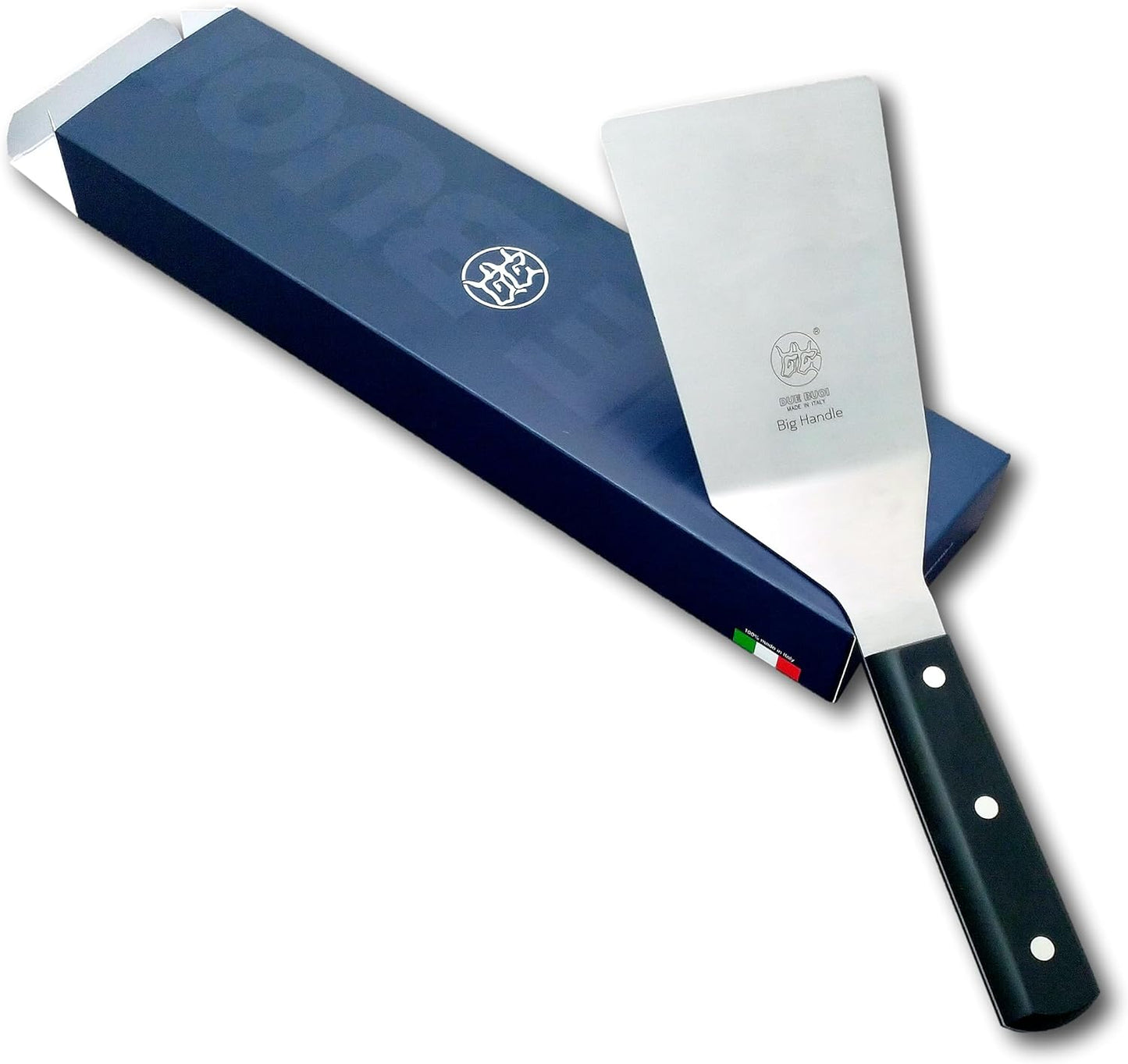 DUE BUOI Big Handle Wide Spatula Blade Dimension 4" X 6.1/3". Good for Burger Kitchen Bbq Grill Griddle Pastry. Non-Stick Durable. ICQ Approved.