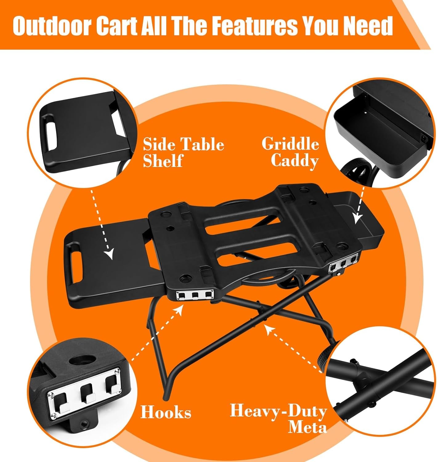 Grill Stand for Ninja Woodfire Grill,Grill Cart,Collapsible Outdoor Grill Stand Fit for Ninja Woodfire Outdoor Grill(Ninja Og701),Traeger Ranger,Pit Boss 10697,10724,22" Blackstone Griddle
