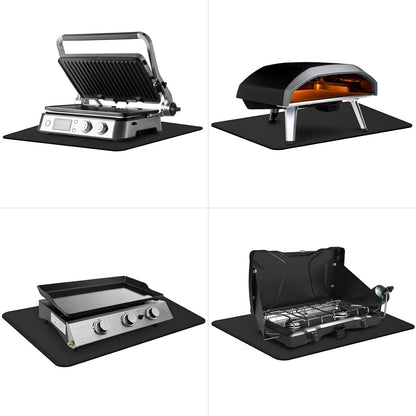 FLASLD Fireproof & Waterproof under Blackstone Griddle BBQ Mat, Protect Your Prep Table and Outdoor Grill Table - Heat Resistant Grill Table Mat (Black,16 X 24In)…