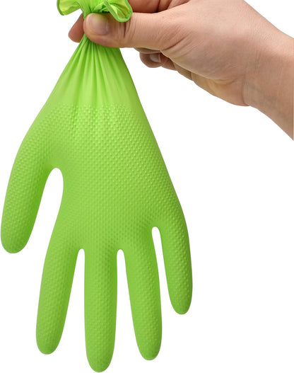 Thor Grip Heavy Duty Green Industrial Nitrile Gloves with Raised Diamond Texture, 8-Mil, Latex Free, 100-Ct Box
