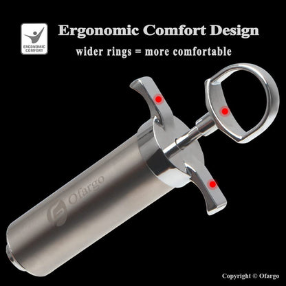 Ofargo 304-Stainless Steel Meat Injector Syringe Kit with 4 Marinade Needles for BBQ Grill Smoker, 2-Oz Large Capacity, Both Paper User Manual and E-Book Recipe