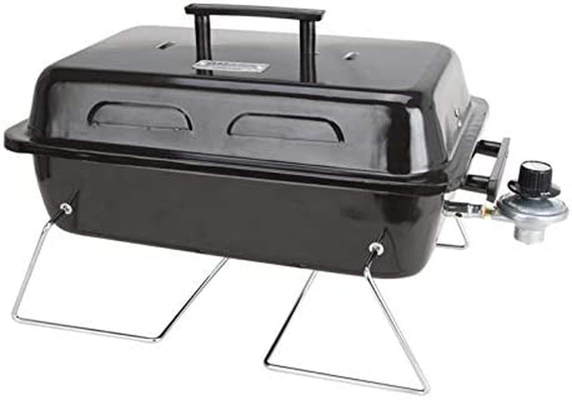 Duke Grills Omaha Go Anywhere Portable Gas Grill - Mini BBQ Propane Grill for Camping, RV, Tailgate - Cooks 8 Hamburgers at Once - Long Life Steel - Foldable Legs
