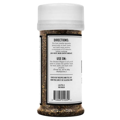 Lillie’S Q - Brisket Pepper BBQ Rub, Cracked Pepper BBQ Rub, Traditional Texas-Style Brisket Barbeque Rub, Large Pepper Grind Size, Perfect Barbeque Seasoning for Brisket, Beef, & Lamb (3.6 Oz)
