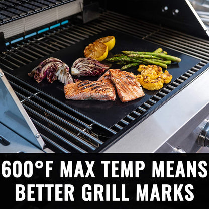 BBQ Grill Mat Heavy - 600 Degree Max Temperature Grilling Sheets - Set of 2 Grill Mats Non Stick - Lifetime Manufacturer Warranty