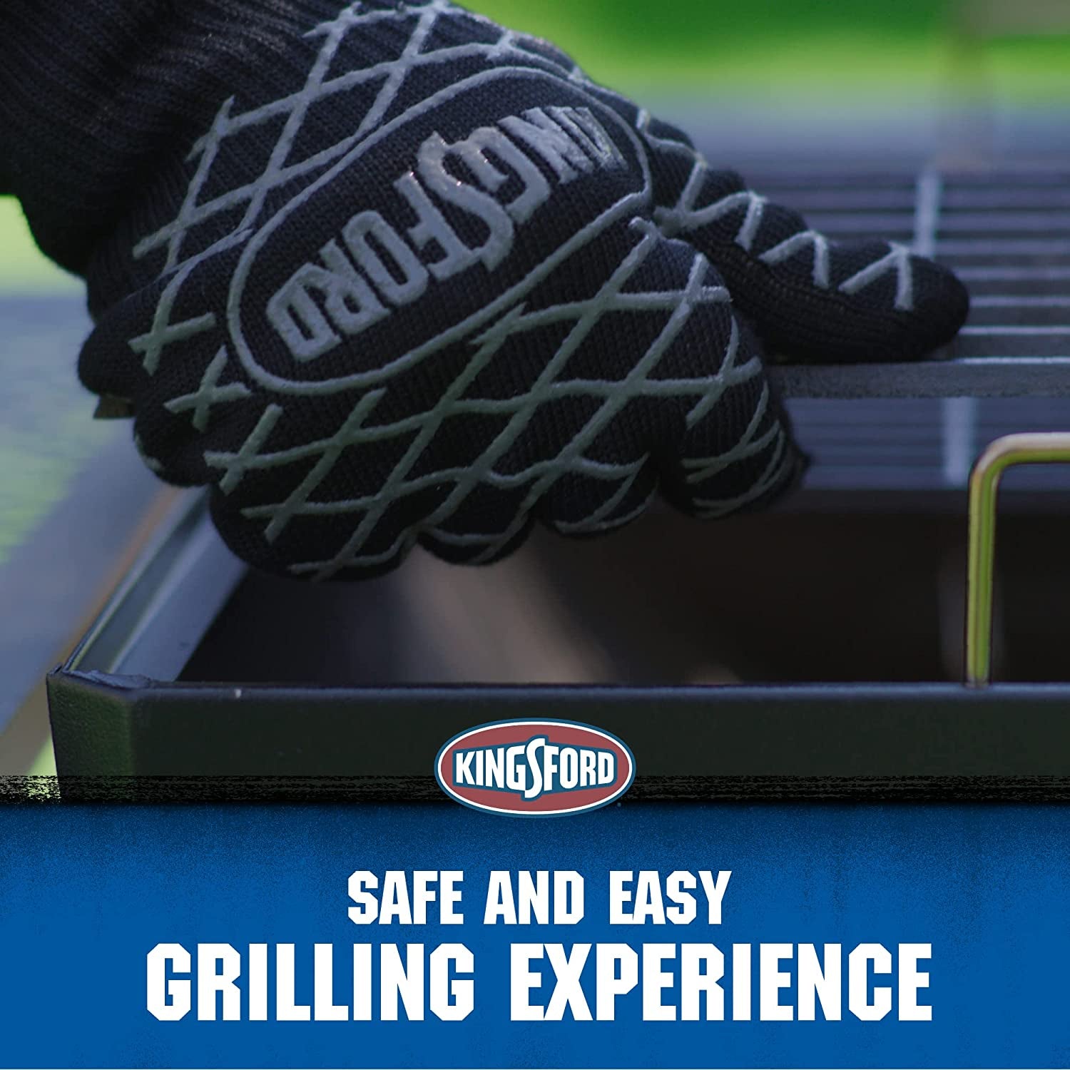 Extreme Heat BBQ Grill Gloves, 2 Count | Heat Resistant Barbecue Gloves | the Ultimate Heat Barrier Silicone Grilling Gloves with Anti-Slip Safe Grip, Black, 1 Size Fits All