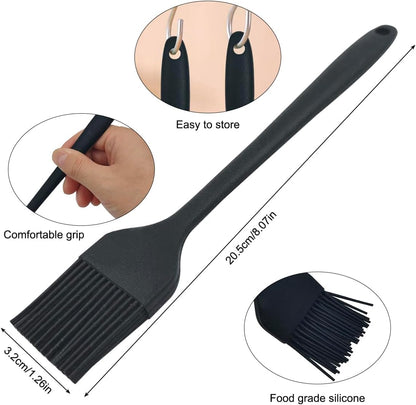 18 Inch BBQ Basting Mop Brush with 2 Extra Replacement Cotton Heads and Silicone Grill Brush, Wooden Long Handle Grill Basting Brush Mop for Roasting or Outdoor Grill BBQ Grilling Smoking Steak