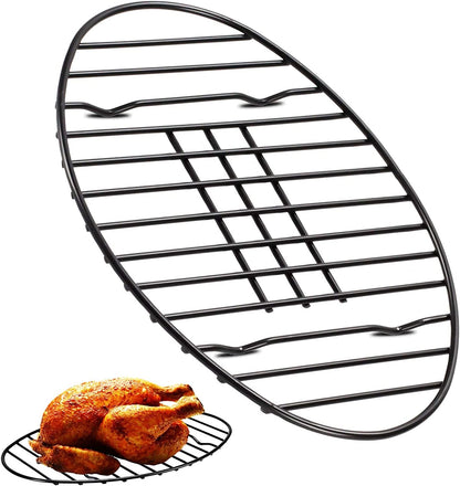 Oval Roasting Rack with Integrated Feet, Non-Stick Coating, Baking Rack Easy to Clean for Cooking, Roasting, Drying, Grilling 12×8.5 Inches Black