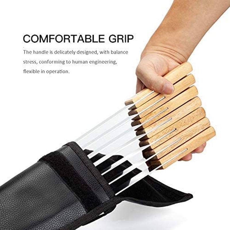 Goutime Kabob Skewers,23 Inch Long,1 Inch Wide, Metal Stainless Steel BBQ Skewer with Wooden Handle for Grilling Koubideh Persian Brazilian Chicken Shish Kebab,Set of 7 with Bag
