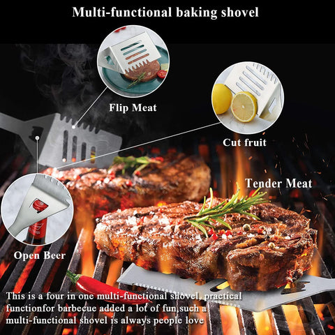 Image of Grill Accessories Kit 10 Pieces with a Utensils Holder, Stainless Steel Handle Assemble with Baklite Make It No Melting No Coming off and Heat Resistant, Grilling BBQ Griddle Accessories