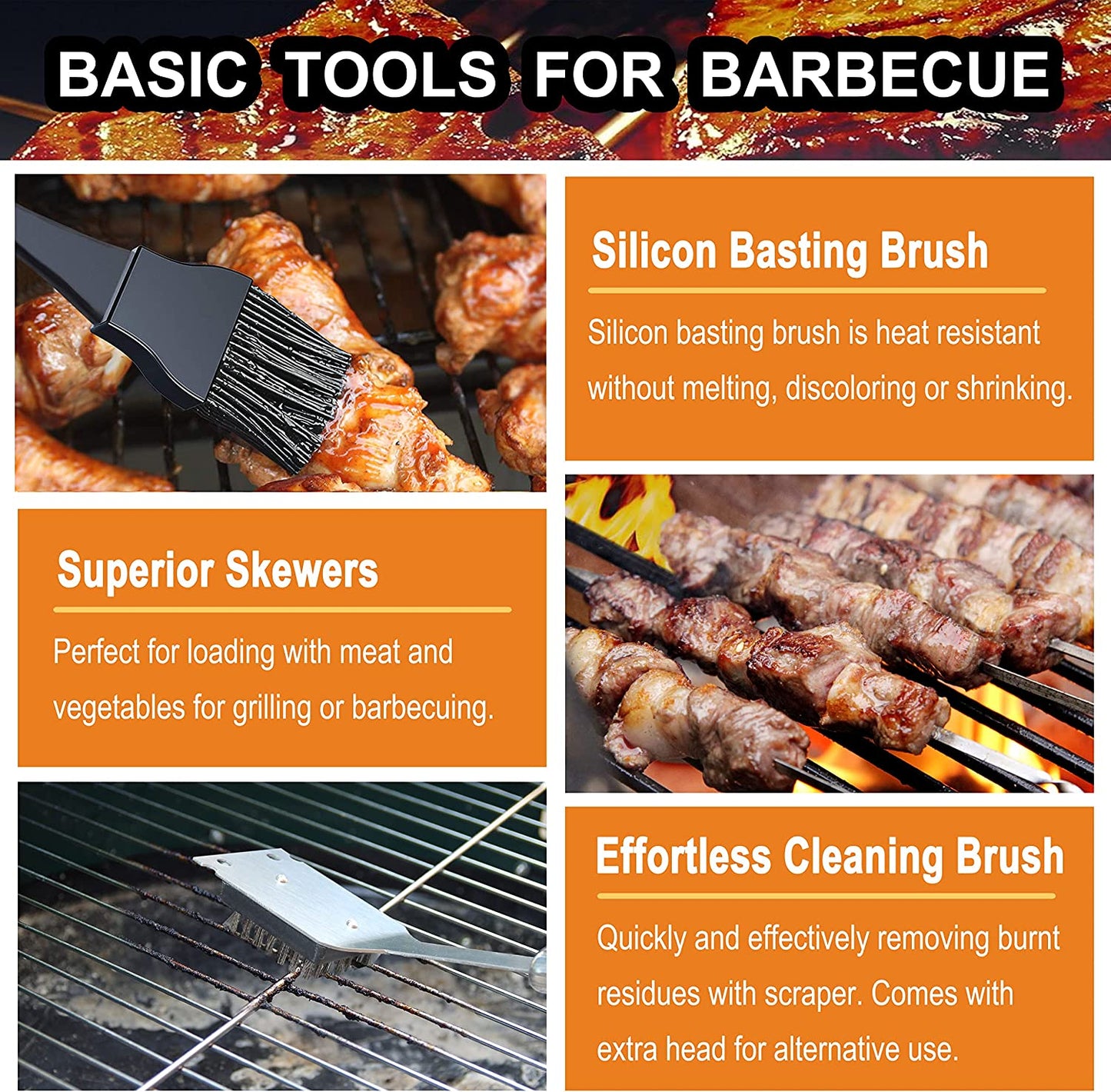 20PCS BBQ Grill Tools Set - Extra Thick Stainless Steel Fork, Spatula, Tongs& Cleaning Brush - Complete Barbecue Grilling Utensils Set in Aluminum Storage Case - Perfect Grill Gifts for Men