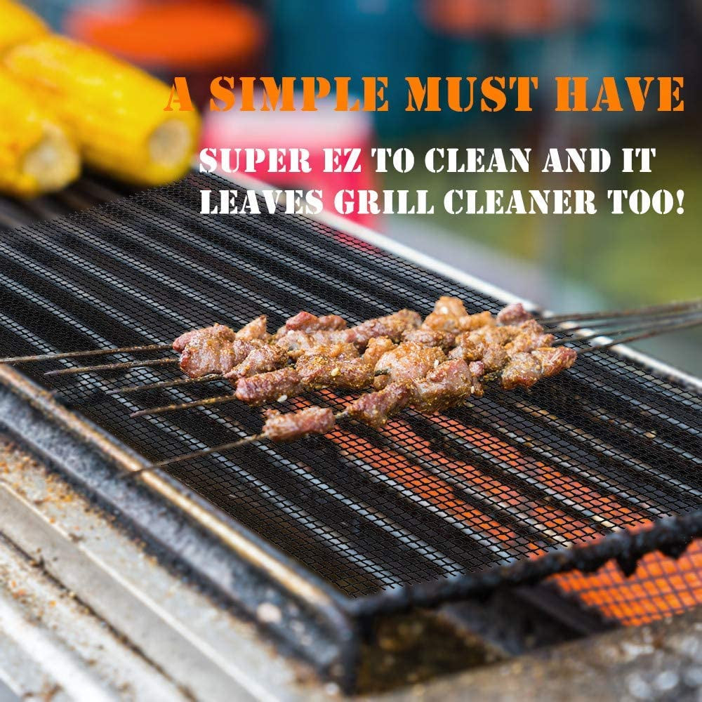 WOHLOPL Grill Mesh Mat, Non Stick BBQ Mesh Grilling Mats for Outdoor Grilling, Pellet Smoker, Gas, Charcoal Grill, Heavy Duty, Reusable, Easy to Clean, 15.75X 13 Inch (2 Pcs)