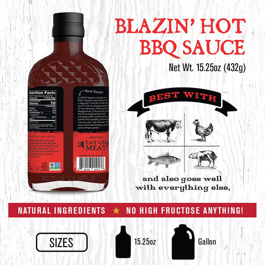 Rufus Teague - Blazin' Hot BBQ Sauce - Premium Barbecue Sauce - 15.25 Oz. Bottles - 2 Pack