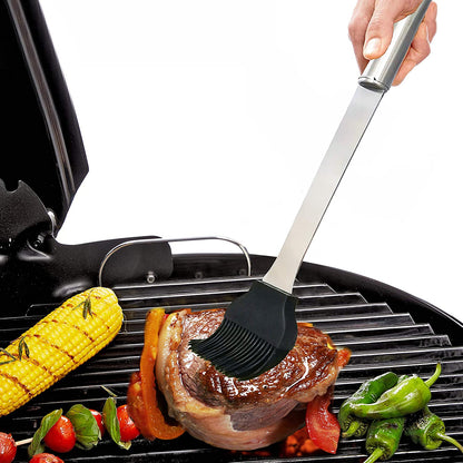 Stainless Steel BBQ Grill Tool Kit 20 PCS + Carrying Bag Set : Tong, Basting Brush, Spatula, Cleaning Brush, Meat Fork, 7 Skewers, 8 Corn Holders for Picnic Camping Cooking Grilling