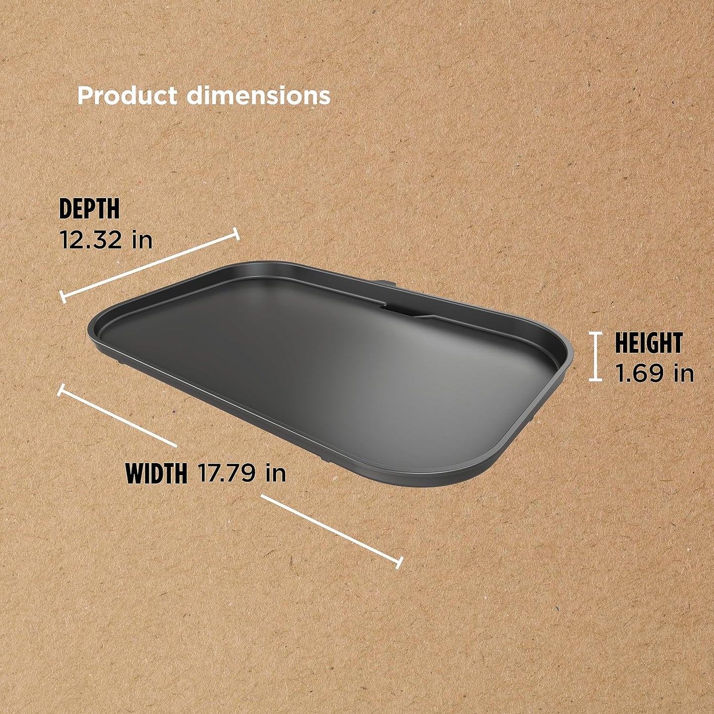 XSKGRIDLXL Woodfire Premium Griddle Plate, Compatible with OG800 and OG900 Series, Direct, Edge-To-Edge Heat, Ceramic, Nonstick, Precise Heat Control, 17.87'' X 12.35'', Black