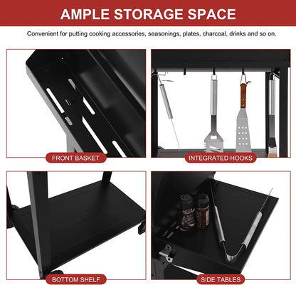 CC1830T 30-Inch Barrel Charcoal Grill with Front Storage Basket, Outdoor Backyard BBQ Party Cooking Grill with 627 Sq. In. Cooking Area, Black