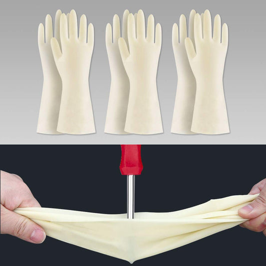 Nitrile Cleaning Gloves, Heavy Duty Dishwashing Gloves, Reusable Medium Gloves for Kitchen, Bathroom, Gardening, Working, Pet Care - White, 3 Pairs, Size M