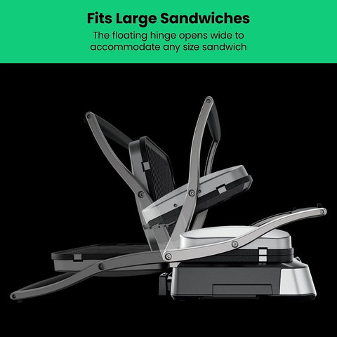 Image of 5-In-1 Digital Panini Press Grill Sandwich Maker and Griddle Grill Combo with Removable, Reversible Dishwasher-Safe Grilling Plates, Opens 180° for Indoor BBQ or Flat Top Grill