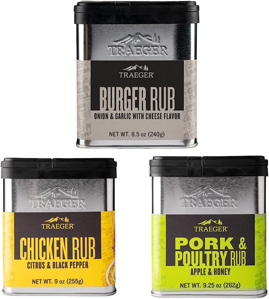 Grills SPC215 Burger Rub with Onion, Garlic, & Cheese Flavor & SPC170 Chicken Rub with Citrus & Black Pepper & SPC171 Pork & Poultry Rub with Apple & Honey 9.25 Ounce (Pack of 1)
