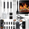 31PC BBQ Grill Accessories Set, Heavy Duty BBQ Tools Set for Men & Women Gift, Grill Utensils Kit with Scissors, Grilling Accessories with Storage Bag for Smoker, Camping Barbecue