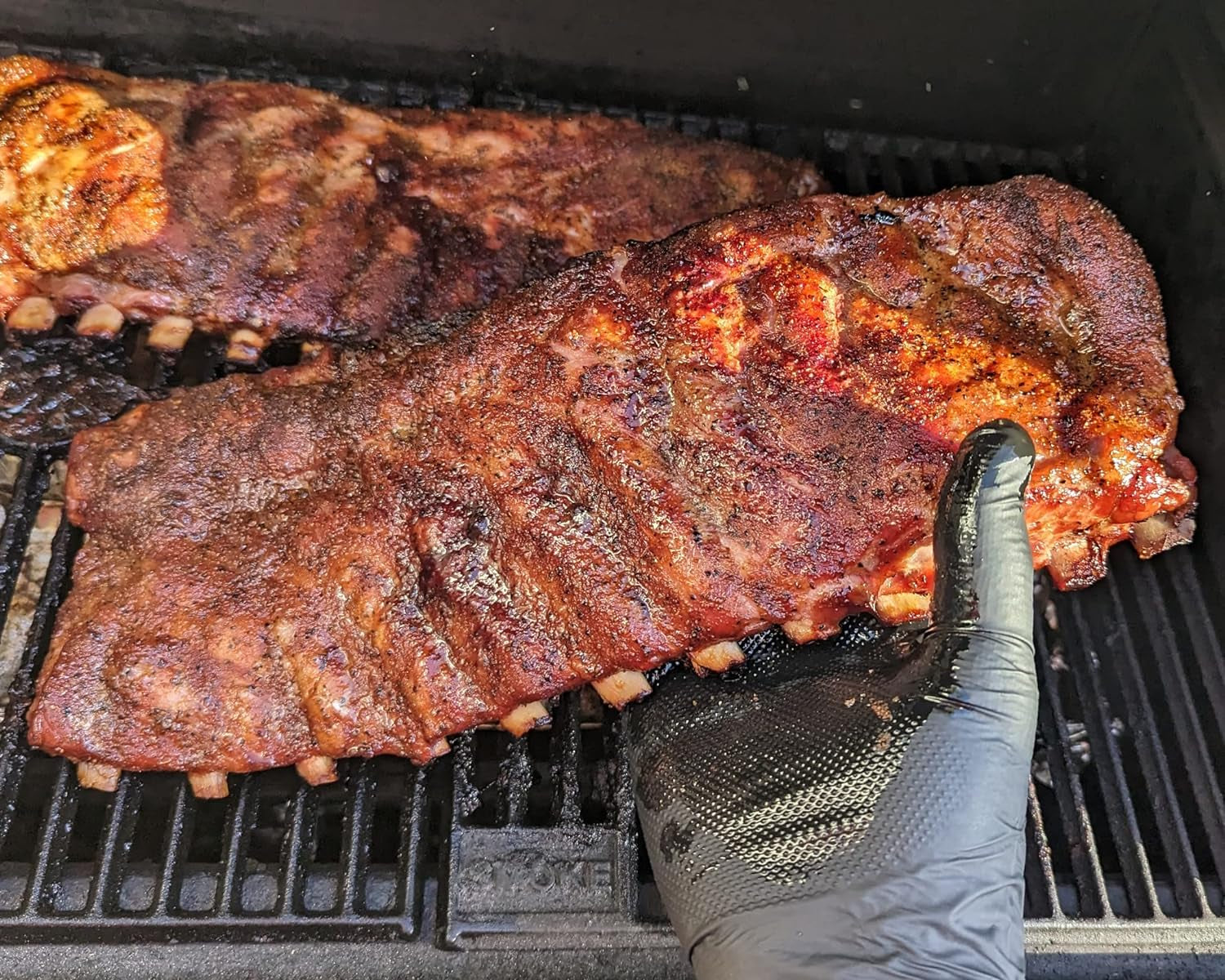 Black Disposable BBQ Grill Gloves Kit - 50 Heavy Duty Textured Grip and 2 Heat Resistant Reusable Liners Meat Pulling