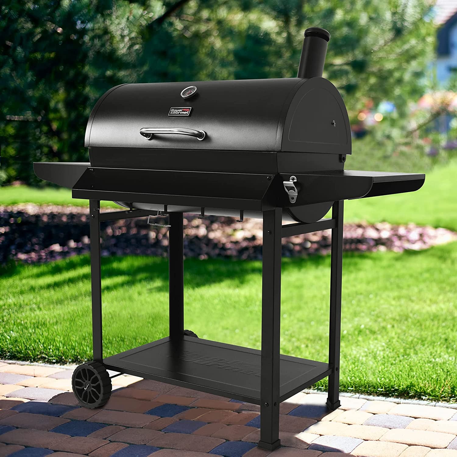 CC1830T 30-Inch Barrel Charcoal Grill with Front Storage Basket, Outdoor Backyard BBQ Party Cooking Grill with 627 Sq. In. Cooking Area, Black