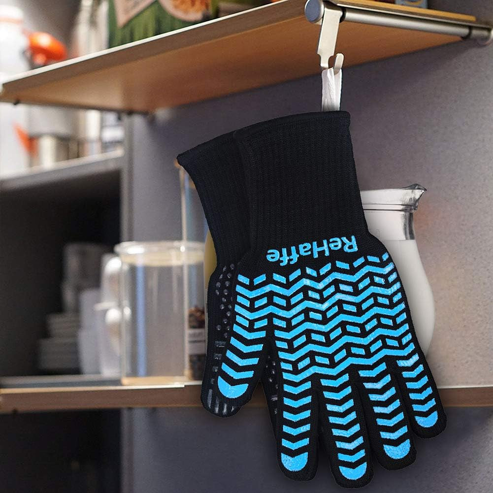 Heat Resistant Gloves for Grilling 1472 F,Breathable Ove Glove Anti-Slip Cut Resistance,Food Grade Protective Long BBQ Grill Gloves for Cooking Outdoor Barbeque and Smoking