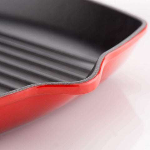 Image of Enameled Cast Iron Signature Square Skillet Grill, 10.25", Cerise